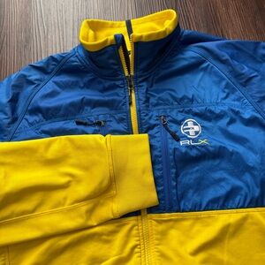 RLX 67 Ralph Lauren Jacket Mens Yellow Blue Golf Performance Full Zip Track FLAW